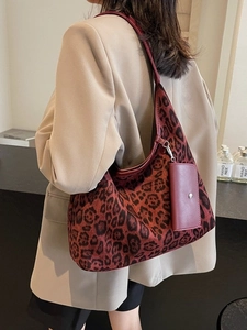 Große Shopper-Tasche mit Leopardenmuster und kleinem Beutel für modische Damen