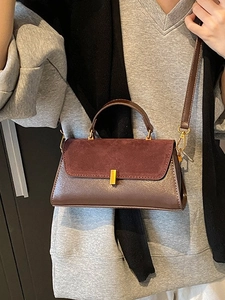 Sac Bandoulière Petit Carré en Cuir PU pour Femme Vintage Sac à Main Rétro Avec Boucle en Métal Doré Texture Suède Sac à Épaule