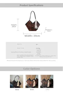 Tabella taglie borsa tote leopardata in PU con dimensioni e opzioni colore disponibili