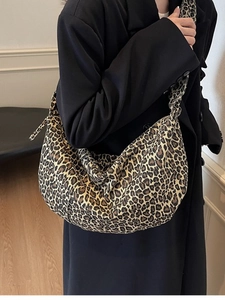 Sac à Bandoulière Imprimé Léopard pour Femme Grande Capacité Sac Hobo avec Bandoulière à Volants Chic