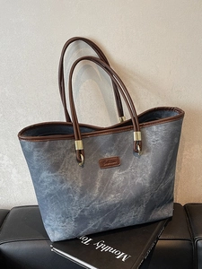 Women Large Capacity Tote Bag Marble Texture PU Leather Spliced Shoulder Bag Casual Commuter Handbag With Zipper Closure