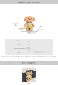 Detailed size specifications for the 32cm plush poodle dog shaped crossbody shoulder bag