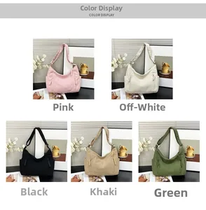 Farbauswahl der Cord-Hobo-Taschen in Pink, Beige, Schwarz, Khaki und Grün Farben
