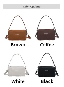 Quatre couleurs de sacs à bandoulière minimalistes : beige, marron, blanc et noir
