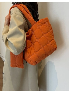 Women Fashion Quilted Puffer Tote Bag Large Capacity Lightweight Nylon Shoulder Bag And Small Sub Bag For Daily Travel