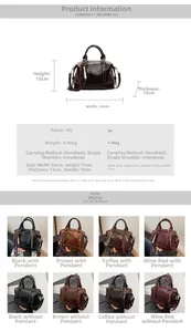 Specifiche dettagliate su dimensioni e colori per la borsa a mano vintage in pelle PU