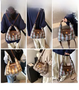 Détails du style polyvalent du sac à bandoulière à carreaux avec fermoir en métal vintage