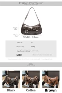 Detailed size guide and specifications for the retro PU leather crossbody and shoulder bag
