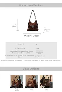 Detailansicht der Leopard-PU-Tasche mit Maßen 30x30x8cm und Tragegurt-Optionen im Fokus