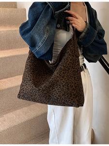 Women Vintage Leopard Print Large Capacity Tote Bag PU Leather Shoulder Bag Casual Hobo Shopping Bag Fashion Handbag