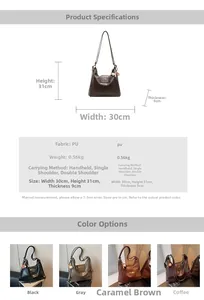 Detailed size chart and multi-color options for vintage oil wax leather tote bag
