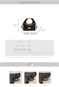 Detailed size chart and multi-color options for the retro PU leather crossbody dumpling bag
