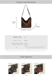Detailed chart showing vintage brown oil wax leather tote dimensions and color variants