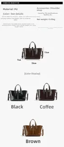 Tableau des tailles et détails des matériaux pour ce sac seau vintage en cuir PU