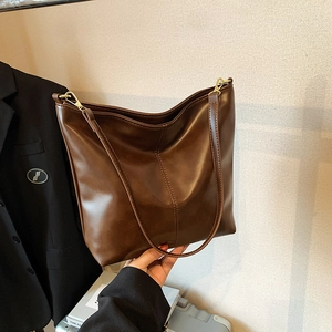 Grand Sac Cabas Femme en Cuir PU Ciré Vintage Avec Bandoulière Large Ethnique Sac à Main Épaule Bandoulière