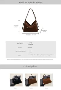 Detailed size chart for retro large capacity backpack with exact measurements and PU fabric