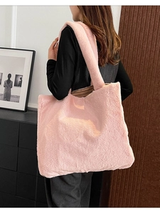 Borsa Tote in Peluche Leopardata da Donna Grande Capacità Ecopelliccia Borsa a Tracolla Inverno Moda Calda Borsa a Mano Shopping Casual