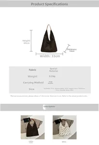 Detailed size specifications for the lightweight bow tote bag with dimensions in cm