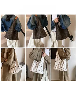Lifestyle view showing bow-knot hobo tote bags with leopard and floral prints