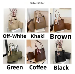 Multiple color options for bucket bag with inner pouch and silk scarf accessory