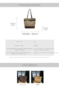 Detailed size chart and specifications for the PU leather backpack with dimensions