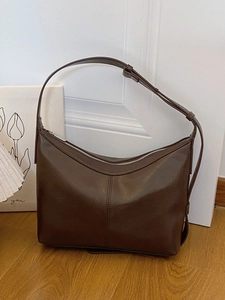Vintage PU Leather Hobo Bag For Women Large Capacity Dumpling Shoulder Underarm Bag With Adjustable Strap Urban Daily Purse