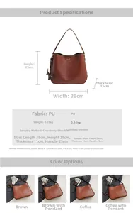 Detaillierte Größentabelle für die braune Vintage-Tasche mit Maßen 38x29x11cm