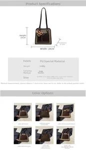 Detailed size specifications for women's tote bag with fabric and strap dimensions info