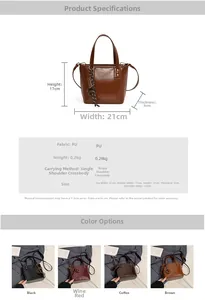Tableau des tailles détaillé et spécifications du sac seau minimaliste en cuir