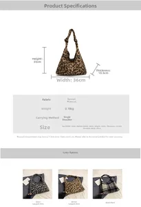 Detailed size chart of the leopard print tote bag showing 36cm width and 35cm height