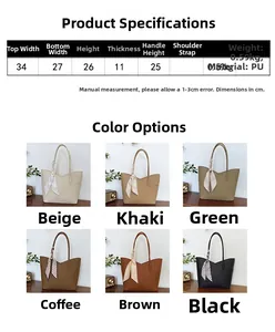 Guide des tailles et couleurs pour grand sac cabas en similicuir avec foulard en soie