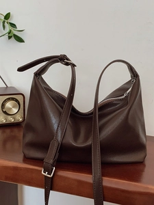 Women Large Capacity PU Leather Hobo Shoulder Bag Retro Minimalist Commute Tote Crossbody Bag Fall Winter Fashion Bag