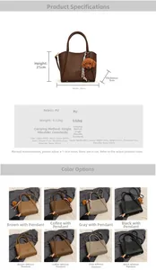Detailed sizing and color options chart for minimalist PU leather tote with crossbody strap