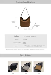 Detail view of large capacity hobo bag showing wool-like texture and pu leather strap
