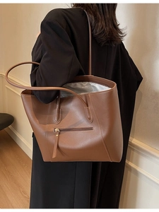 Women's Minimalist Large Capacity PU Leather Tote Bag Fashion Contrast Stitching Shoulder Bag For Commute Daily Handbag
