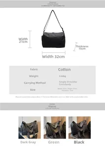 Spécifications détaillées de taille pour sac cabas avec trois options de couleur