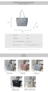 Detailed size chart and multi-color options for butterfly pattern tote bag in 5 colors