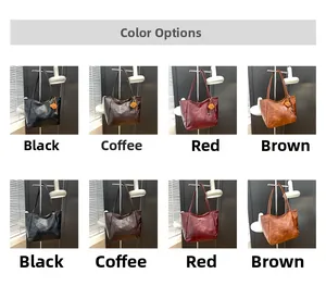 Dettaglio colori borse tote vintage disponibili in nero, caffè, rosso e marrone