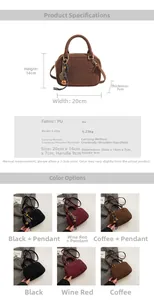 Ficha técnica detallada con dimensiones 20x14x7cm para el bolso bandolera de cuero PU