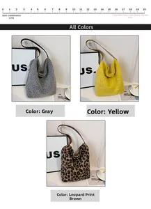 Confronto dettagliato di borse hobo in peluche grigie, gialle e leopardate