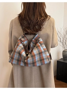 Sac Cabas de Grande Capacité à Carreaux Imprimé Léopard Pour Femmes Vintage Sac à Épaule en Laine Décontracté Automne Hiver