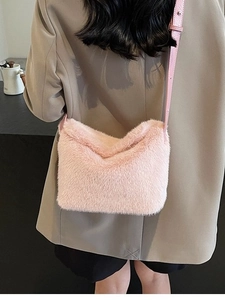 Damen Mode Kunstpelz Eimertasche Plüsch Schultertasche Mit Verstellbarem Lederriemen Lässige Winter Umhängetasche Hobo Handtasche