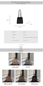 Detailed size chart and multi-color collage of cherry embroidered suede bucket bags