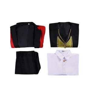 Barnum Greatest Showman circus ringmaster 4-piece cosplay costume set in red and black