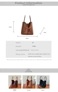Spécifications de taille détaillées et poids pour ce sac seau rétro en similicuir