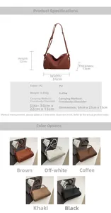 Detail view of large PU leather shoulder bag with adjustable knotted straps and dimensions