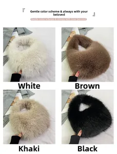 Detaillierter Vergleich der Plüsch-Handtaschen aus Kunstpelz in Weiß, Braun, Khaki und Schwarz