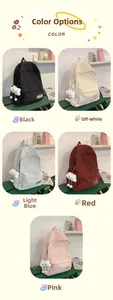 Multi-color collection of minimalist school backpacks with cloud charms in 5 colors