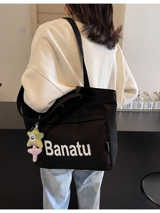 Damen Leinwand Tragetasche Mit Großer Kapazität Lässige Schulterhandtasche Mit Sternen-Plüsch-Anhänger Buchstaben-Druck Pendeltasche