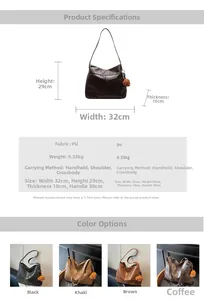 Detailed spec chart for the oversized PU leather tote bag with 4 color options